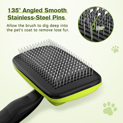 Pecute Cepillo Perros Y Gatos Peine Para Mascotas Quitar Y Remover El Pelo Muerto Carda Con Púas Flexible De Acero Inoxidable Para Desenredar Y Peinar a Mascotas, Reduce 95% De Pelo Suelto Cómodo