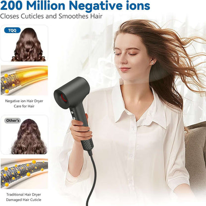 TQQ Secador Pelo Profesional, 200 Millones De Ionico Negativos, Motor Sin Escobillas De 110.000 RPM, Secador De Pelo De 57 Db, Bajo Nivel De Ruido Para Casa, Viajes